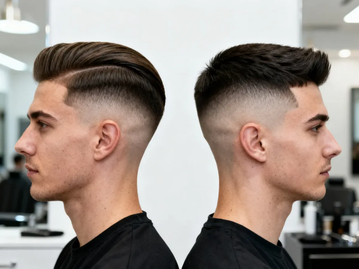 Porównanie łagodnego low fade i wyrazistego high skin fade