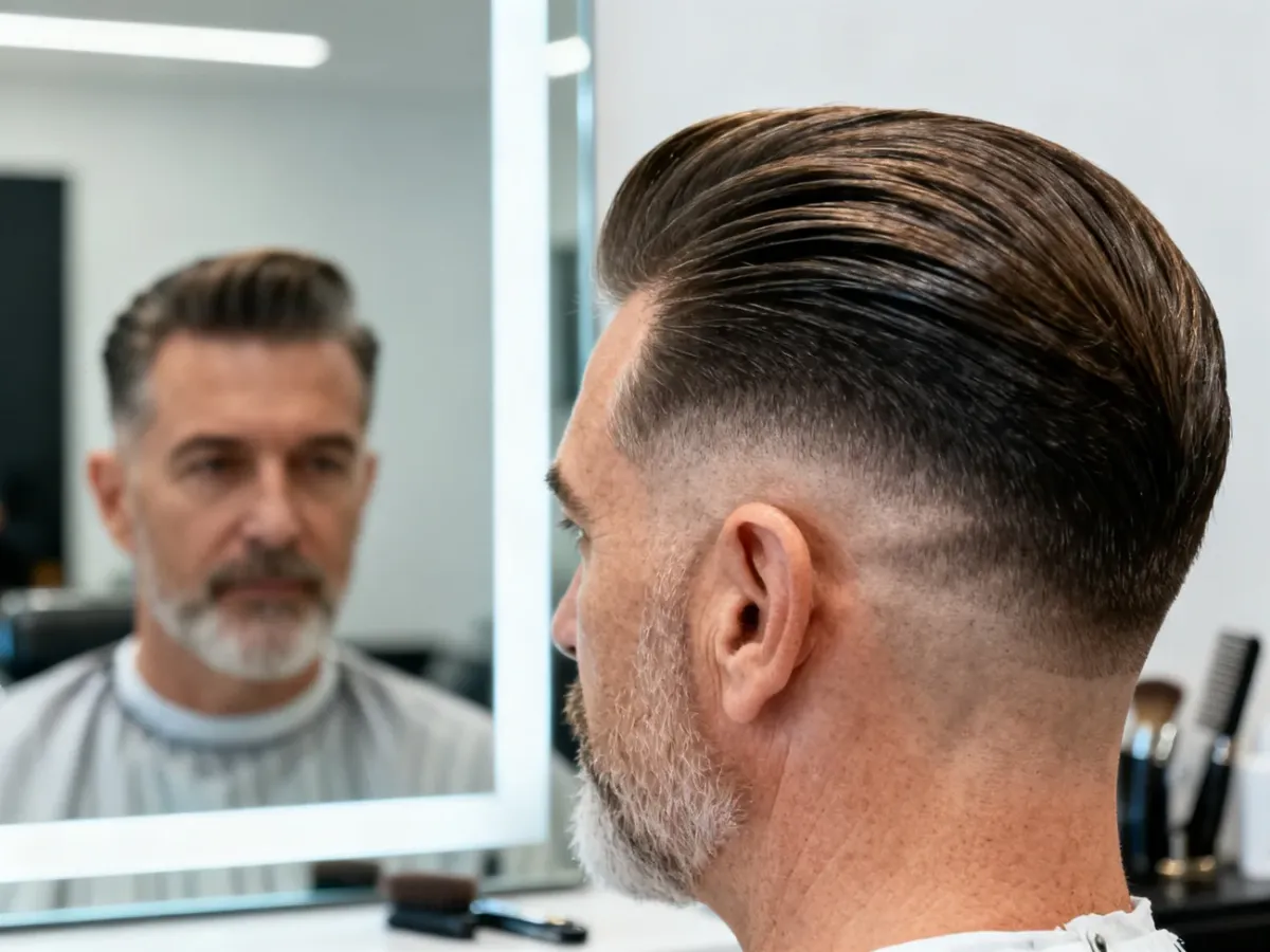 Nowa fryzura side part z wyraźnym przedziałkiem i wygolonymi bokami