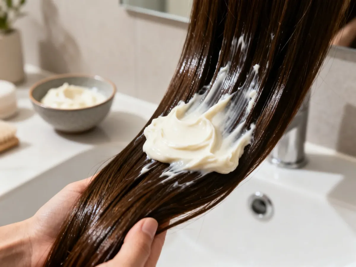 Pielęgnacja włosów odżywką proteinową w łazience