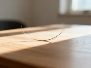 Metalowy pojemnik z pomadą do włosów na drewnianym stole w profesjonalnym salonie fryzjerskim.